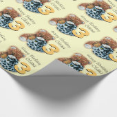 Kinder 3e verjaardag teddybeer patroon wrap cadeaupapier (Hoek)