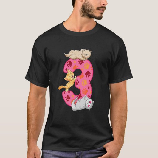 Kinder 3e verjaardag van de ballonvaarding Kittens T-shirt (Voorkant)