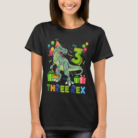 Kinder 3e verjaardag van Dinosaur Rex T-shirt (Voorkant)