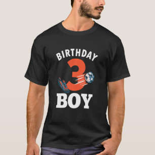 Kinder 3e Verjaardag Voetbal Jongen 3 Jaar Oud Voe T-shirt