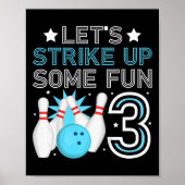 Kinder 3e Verjaardagsfeest Bowling Boy 3 jaar oude Poster (Voorkant)