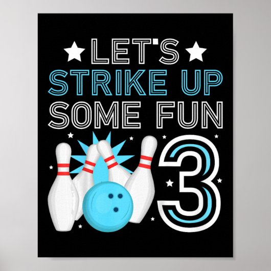 Kinder 3e Verjaardagsfeest Bowling Boy 3 jaar oude Poster (Voorkant)