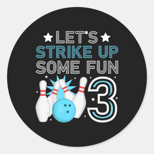 Kinder 3e Verjaardagsfeest Bowling Boy 3 jaar oude Ronde Sticker (Voorkant)