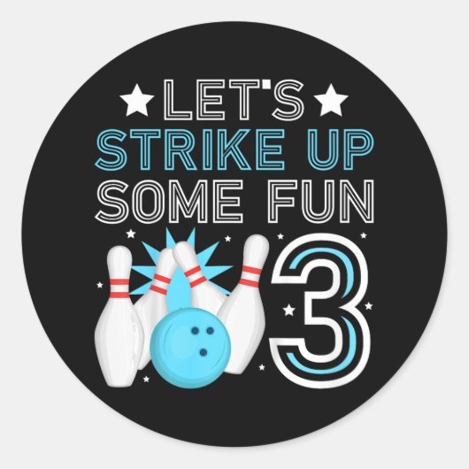 Kinder 3e Verjaardagsfeest Bowling Boy 3 jaar oude Ronde Sticker (Voorkant)