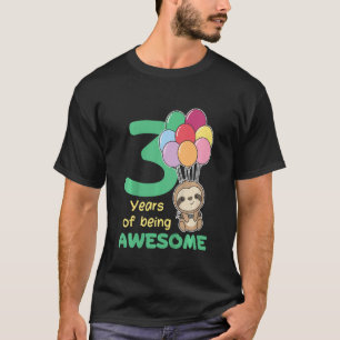 Kinder 3e Verjaardagsluiaard Kinder Driejarige lui T-shirt