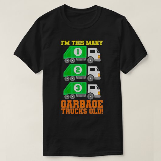 Kinder 3rd Birthday Garbage Three Theme Party T-shirt (Design voorkant)