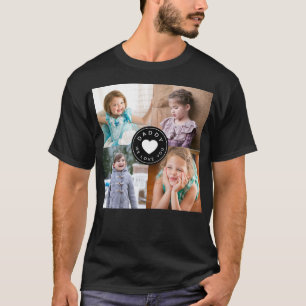 Kinder 4 Foto Collage Pap We houden van je hart T-shirt