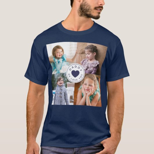 Kinder 4 Foto Collage papa We houden van je T-shirt (Voorkant)