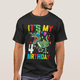 Kinder 4 jaar dinosaurus Het is mijn vierde verjaa T-shirt