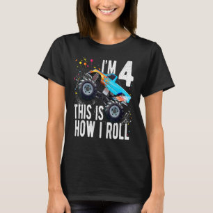 Kinder 4 jaar oud 4e verjaardag Jongen Monster Tru T-shirt