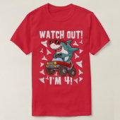 Kinder 4 jaar oud 4e verjaardag Shark Boy Girl Mon T-shirt (Design voorkant)