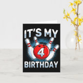 Kinder 4 jaar oud bowling 4th verjaardagsfeestjes  kaart (Gele Bloem)