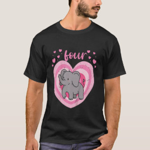 Kinder 4 jaar oud Cute Elephant Birthday Girl 4th T-shirt