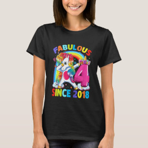 Kinder 4 jaar oud Dabbing Unicorn 4e verjaardag me T-shirt
