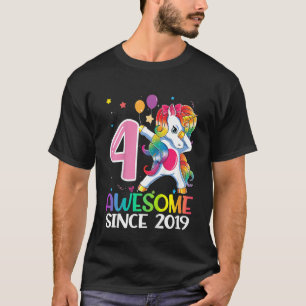 Kinder 4 jaar oud Geweldige sinds 2019 Dabbing Uni T-shirt