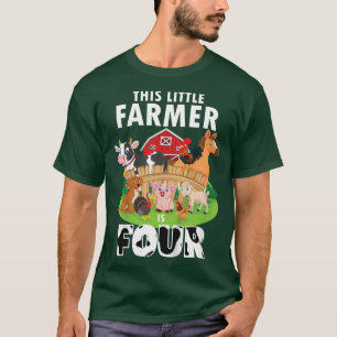 Kinder 4 jaar oud klein boerendeeg vierde verjaard t-shirt