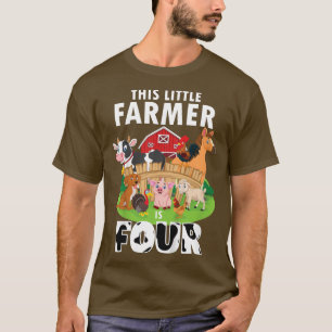 Kinder 4 jaar oud klein boerendeeg vierde verjaard t-shirt