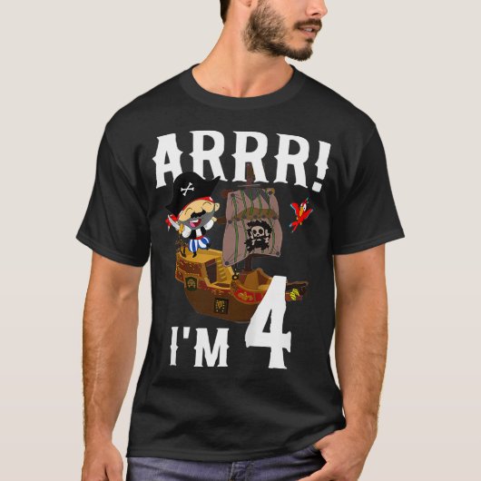 Kinder 4 jaar oud marineschip t-shirt (Voorkant)