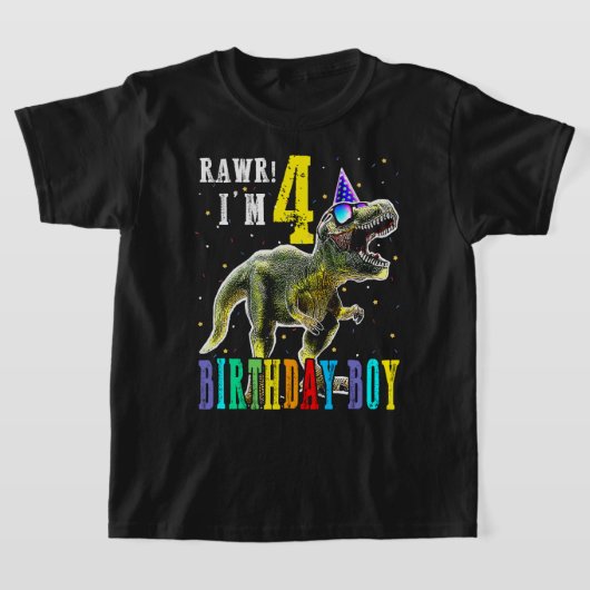 Kinder 4 jaar oud Shirt 4e verjaardag Jongen T Rex (Laagn)