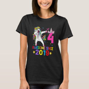 Kinder 4 jaar oud Unicorn Dabbing 4th Birthday Gir T-shirt