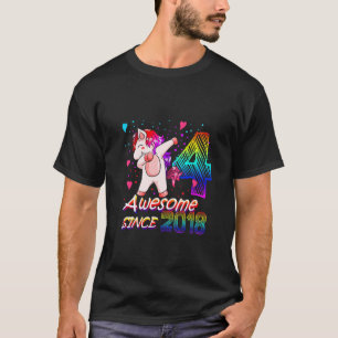 Kinder 4 jaar oud Unicorn Flossing 4th Birthday Gi T-shirt