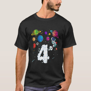 Kinder 4 jaar oud vierde geboortedag Jongen Ruimte T-shirt