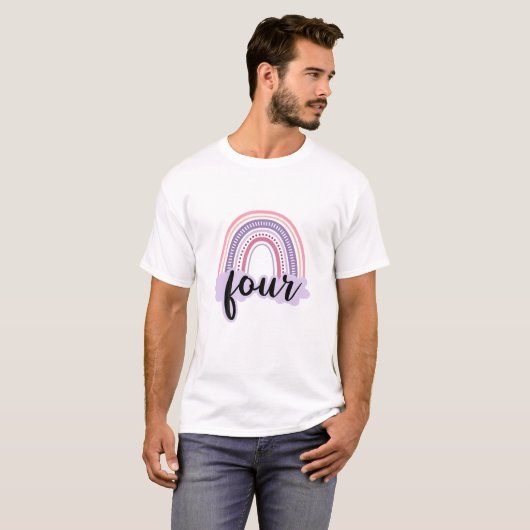 Kinder 4 jaar oude Boho regenboog vier vierde verj T-shirt (Voorkant volledig)
