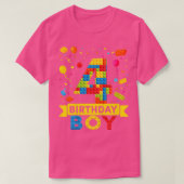 Kinder 4 jaar oude bouwstenen 4e verjaardag jongen t-shirt (Design voorkant)