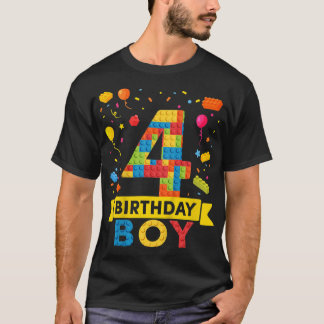 Kinder 4 jaar oude bouwstenen 4e verjaardag jongen t-shirt