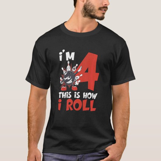 Kinder 4 jaar oude Bowler 4e verjaardag Kinder Bow T-shirt (Voorkant)