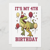 Kinder 4 jaar oude dinosauriërs vierde feestdag kaart (Voorkant / Achterkant)