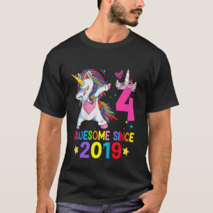 Kinder 4 jaar oude geschenken Unicorn Dabbing 4th  T-shirt