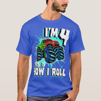 Kinder 4 jaar oude Jongen Monster Truck Birthday P T-shirt
