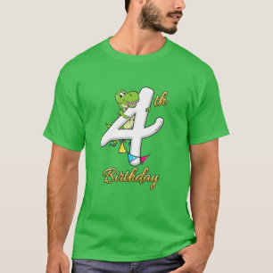 Kinder 4 jaar oude jongens 4e dag dinosaurus Din T-shirt
