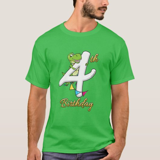 Kinder 4 jaar oude jongens 4e dag dinosaurus | Din T-shirt (Voorkant)