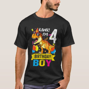 Kinder 4 jaar oude Rawr Ik ben 4e verjaardag Jonge T-shirt