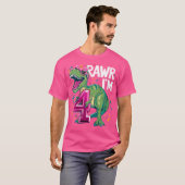 Kinder 4 jaar oude T Rex Dinosaurus 4e Verjaardag  T-shirt (Voorkant volledig)