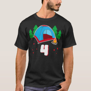 Kinder 4 jaar verjaardag camping kampvuur natuur t t-shirt