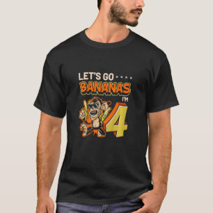 Kinder 4-jarige Laten we Bananas Monkey Zoo 4th Bi T-shirt