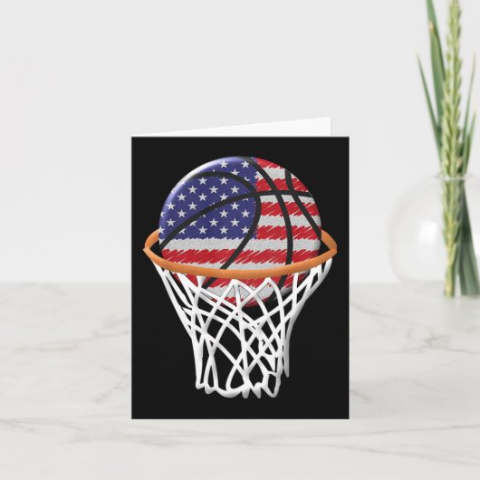 Kinder 4 juli Basketbal USA Vlag Kinder Jeugd Bo Kaart (Voorkant)