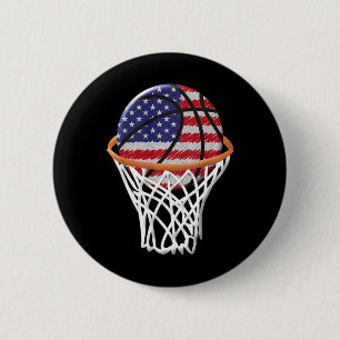 Kinder 4 juli Basketbal USA Vlag Kinder Jeugd Bo Ronde Button 5,7 Cm