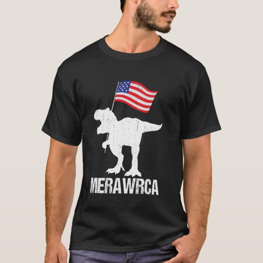 Kinder 4 juli Merawrca Grappig Amerikaans T-shirt (Voorkant)