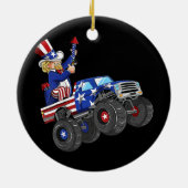 Kinder 4 juli Oom Sam Monster Truck Keramisch Ornament (Achterkant)
