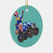 Kinder 4 juli Oom Sam Monster Truck Keramisch Ornament (Rechts)