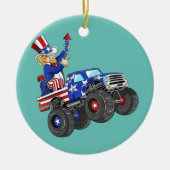 Kinder 4 juli Oom Sam Monster Truck Keramisch Ornament (Voorkant)