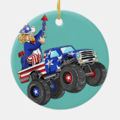 Kinder 4 juli Oom Sam Monster Truck Keramisch Ornament (Achterkant)