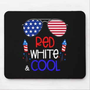Kinder 4 juli rood wit en cool sungles meisjes muismat
