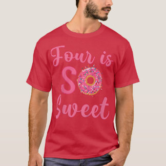 Kinder 4e donut Birthday Partij Vier jaar oud zoet T-shirt