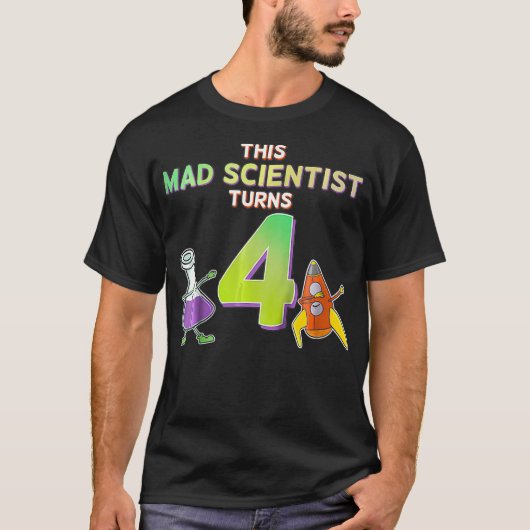 Kinder 4e Shirt van de geboorte - Mad Scientist Pa (Voorkant)