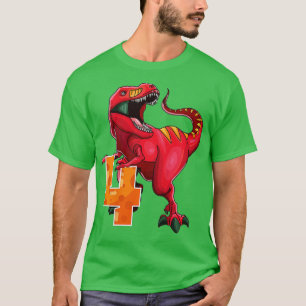 Kinder 4e verjaardag Dino T Rex 4 jaar oud Dinosau T-shirt
